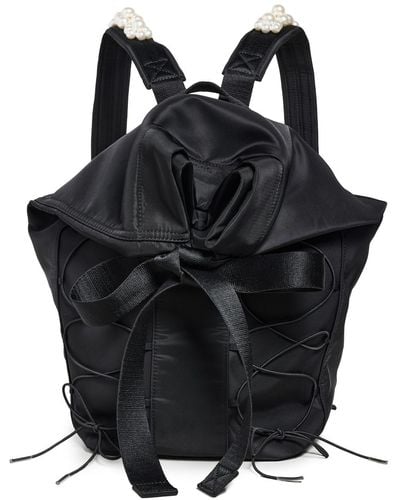 Simone Rocha Sporty Lace Up Military Backpack With Embellishments - Black
