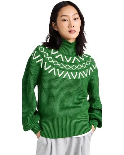 Varley Arcie Fair Isle Yoke Knit Pullover - Green