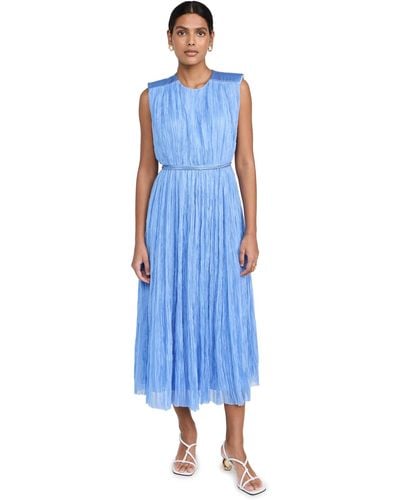 Aje. Solstice Pleated Midi Dress - Blue