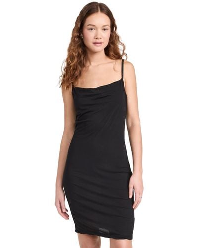 James Perse High Gauge Fresca Drape Front Dress - Black