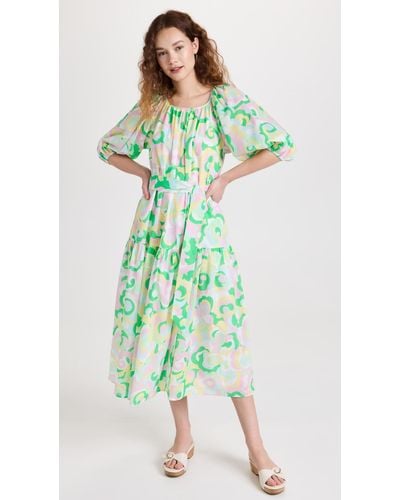 Kitri Titania Multi Floral Swirl Dress - Green