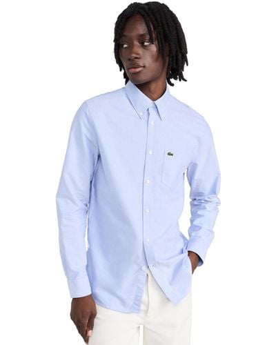 Lacoste Slim Fit Stretch Cotton Poplin Shirt 15l - Blue
