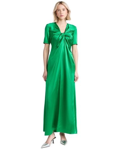 Rosetta Getty Twist Front Short Sleeve Gown - Green