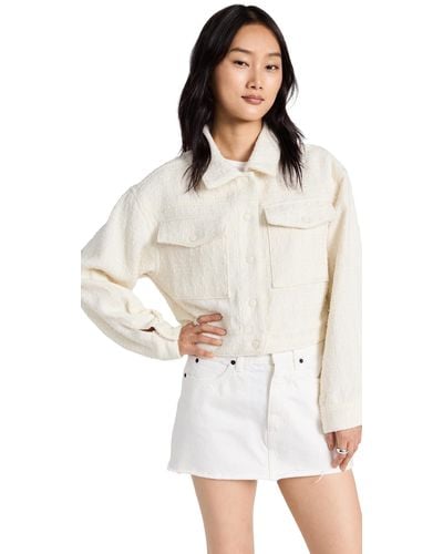 Blank NYC Tweed Cropped Jacket Vanilla Cree - White