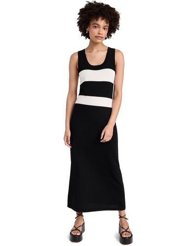LNA Na Anine Stripe Tank Dress Back W/ White Stripe X - Black