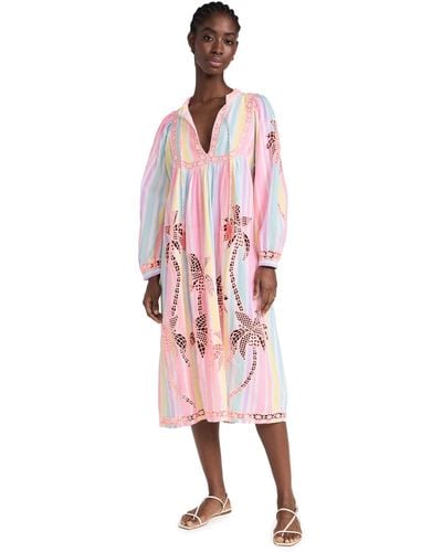 FARM Rio Embroidered Coconut Richillieu Cover Up - Pink
