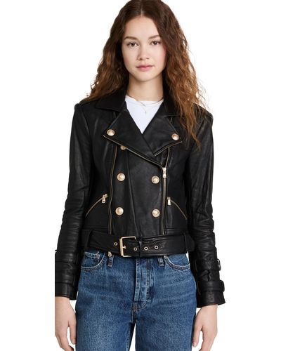 L'Agence Billie Belted Leather Jacket - Black