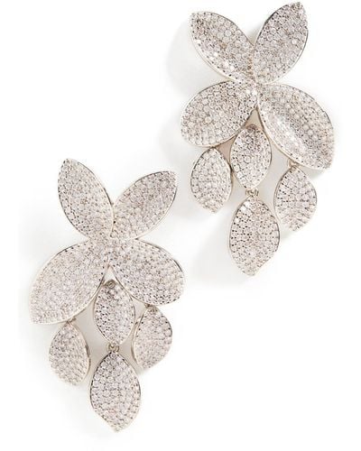 Shashi Pave Flower Drop Earrings - White