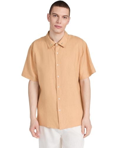 FANM MON Novo Short Sleeve Embroidered Linen Shirt - Multicolour