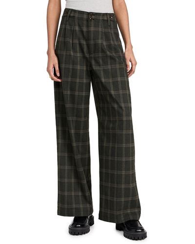 Madewell The Harlow Wide-leg Pants In Plaid - Black