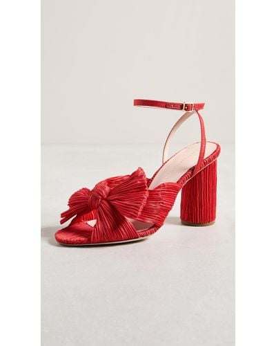 Loeffler Randall Camellia Pleated Bow Sandals - Red