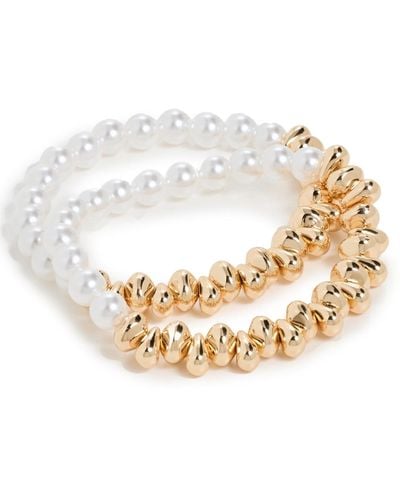 Argento Vivo Pearl And nugget Bracelet Set - White