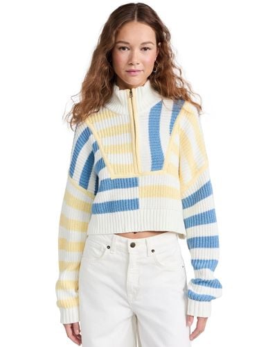 STAUD Cropped Hampton Sweater X - Blue