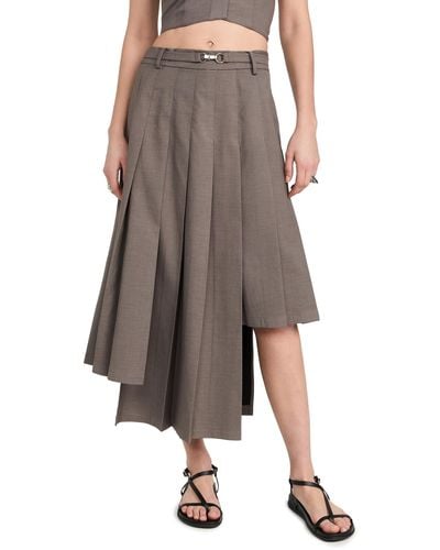 ROKH Box Pleats Midi Skirt - Gray