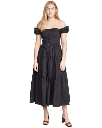 STAUD Elio Cotton Poplin Dress - Black