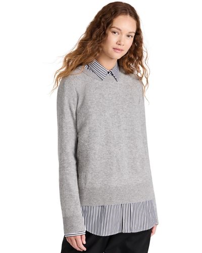 White + Warren Cashmere Long Sleeve Sweatshirt - White