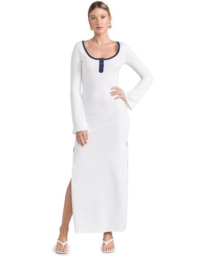 Caroline Constas Karla Bell Sleeve Colorblock Axi Dress Alabaster Navy Cobo - White