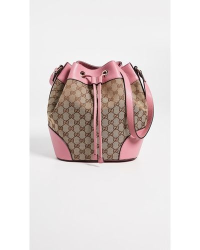 What Goes Around Comes Around Gucci Canvas Classic Bucket Bag - Pink