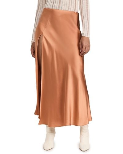 DANNIJO Silk Midi Skirt With High Slit - Multicolor