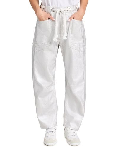 Free People Moxie Metallic Low Slung Jeans - White