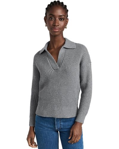 Madewell Waffle-knit Henley Sweater - Grey