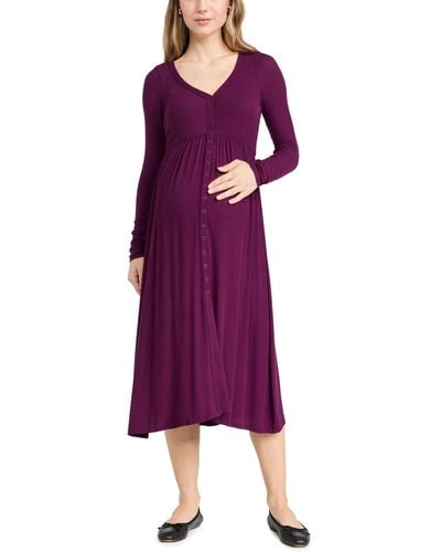 HATCH The Softest Rib Nursing Dress - Purple