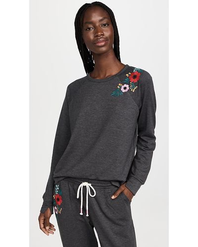Pj Salvage Embroidered Grate Heart Long Sleeve Top - Multicolour