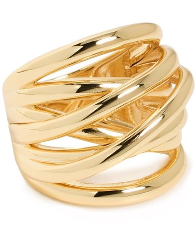 By Adina Eden Solid Multi Strand Chunky Ring - Metallic