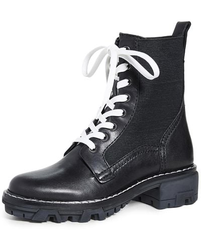 Rag & Bone Shiloh Canvas & Leather Combat Boot - Black