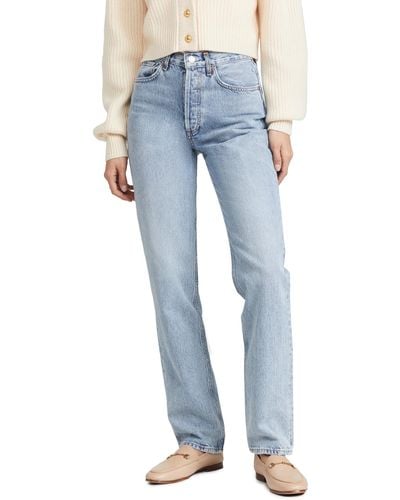 Agolde Lana Mid Rise Straight Jeans - Blue