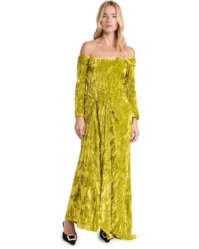 A.W.A.K.E. MODE A. W.a. K.e. Mode Draped Off Shoulder Dress - Yellow