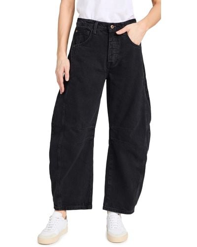 Free People We The Free Good Luck Mid-rise Barrel Jeans - Black