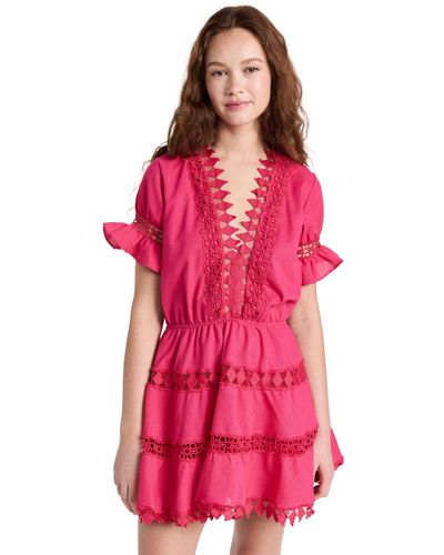 Peixoto Ora Dress Poegranate Linen - Red