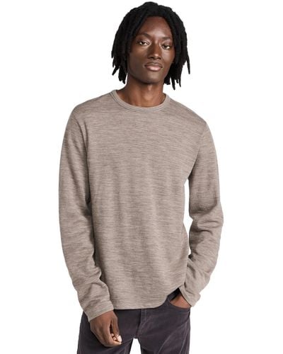 Officine Generale Officine Generae Doube Face Feted Woo Tee Ight Taupe Xx - Gray