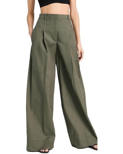 3.1 Phillip Lim Double Pleated Wide Leg Pants - Green