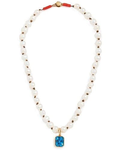 Roxanne Assoulin Pearl And Sapphire Pendant Necklace - White
