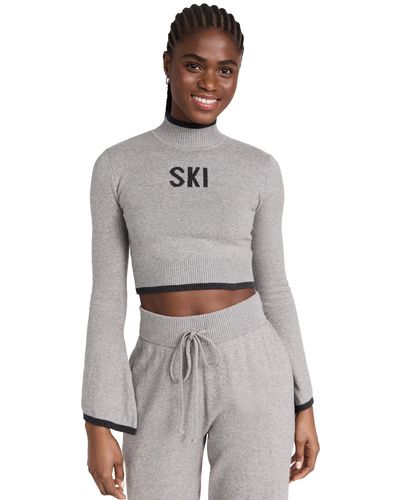 Year Of Ours Ski Bell Sleeve Sweater Crop - Gray