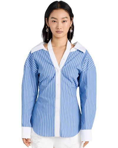 Alexander Wang Button Down Shirt With Contrast Placket Detail - Blue