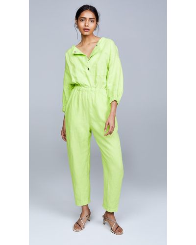 Rachel Comey Holt Button-front Linen Jumpsuit - Green
