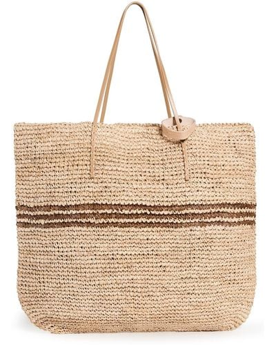 Hat Attack Luxe Stripe Tote - Natural