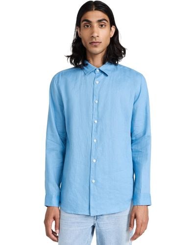 Theory Irving Relaxed Linen Shirt - Blue