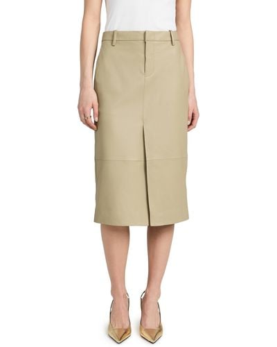 Vince Leather Trouser Front Skirt - Natural