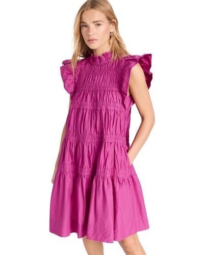 Sea Steph Cotton Flutter Sleeve Tunic Dress - Pink
