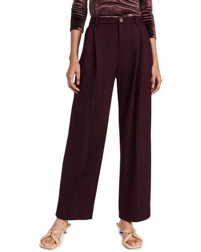 Vince Cozy Wool Pleat Front Pants - Red