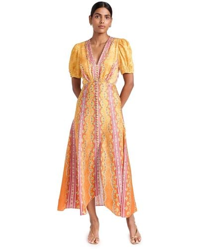 Saloni Lea Long Dress 1 - Orange