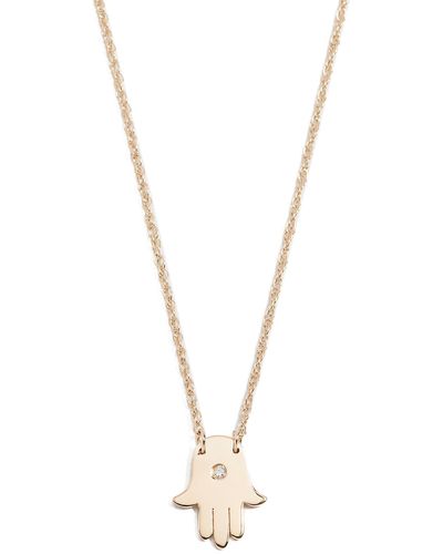 Jennifer Zeuner Mini Hamsa Diamond Necklace - White