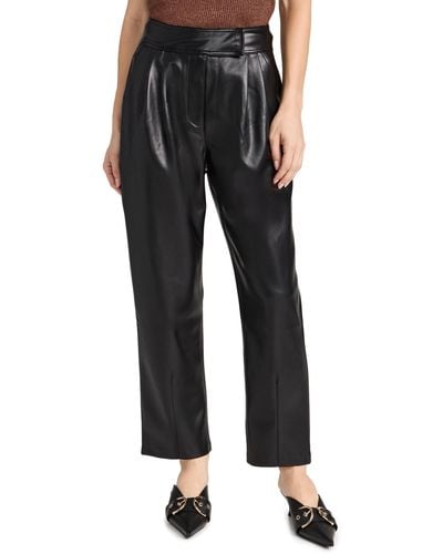 English Factory Faux Leather Pleated Pants - Black