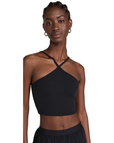 alo Cropped Escalate Wrap Top in Black