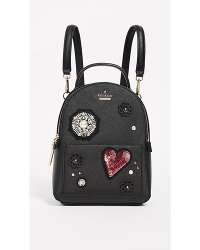 Kate Spade Finer Things Merry Mini Backpack With Patches - Black