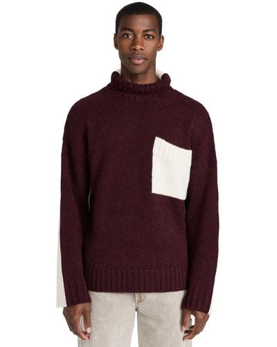 JW Anderson Contrast Patch Pocket Sweater Oxbood/white - Purple
